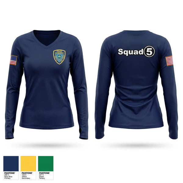 Womens Long Sleeve Vneck Shirt, Squad Five, Police, Teamtime, Team time, sublimation, custom sports apparel, team uniforms, spirit wear, spiritwear, sports uniforms, custom shirts, team store, custom team store, fundraiser sports, apparel fundraiser