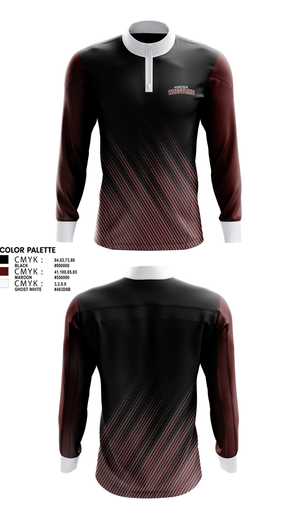 Quarter Zip Jacket, Hancock Wrestling, Wrestling, Teamtime, Team time, sublimation, custom sports apparel, team uniforms, spirit wear, spiritwear, sports uniforms, custom shirts, team store, custom team store, fundraiser sports, apparel fundraiser