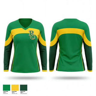 Womens Long Sleeve Vneck Shirt, Park Center High School Badminton, Spirit Store, Teamtime, Team time, sublimation, custom sports apparel, team uniforms, spirit wear, spiritwear, sports uniforms, custom shirts, team store, custom team store, fundraiser sports, apparel fundraiser