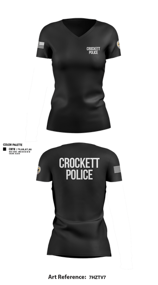 Womens Short Sleeve Vneck Shirt, Crockett Police Department, Police, Teamtime, Team time, sublimation, custom sports apparel, team uniforms, spirit wear, spiritwear, sports uniforms, custom shirts, team store, custom team store, fundraiser sports, apparel fundraiser