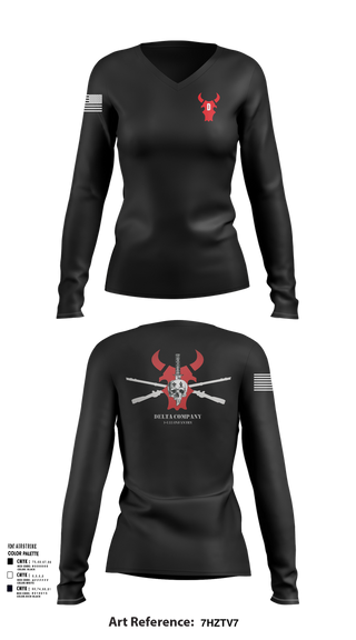 Womens Long Sleeve Vneck Shirt, D Co 1-133 IN, , Teamtime, Team time, sublimation, custom sports apparel, team uniforms, spirit wear, spiritwear, sports uniforms, custom shirts, team store, custom team store, fundraiser sports, apparel fundraiser
