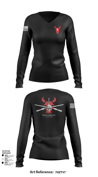 D Co 1-133 IN 71672506 Women's Long Sleeve V-neck Shirt - 13