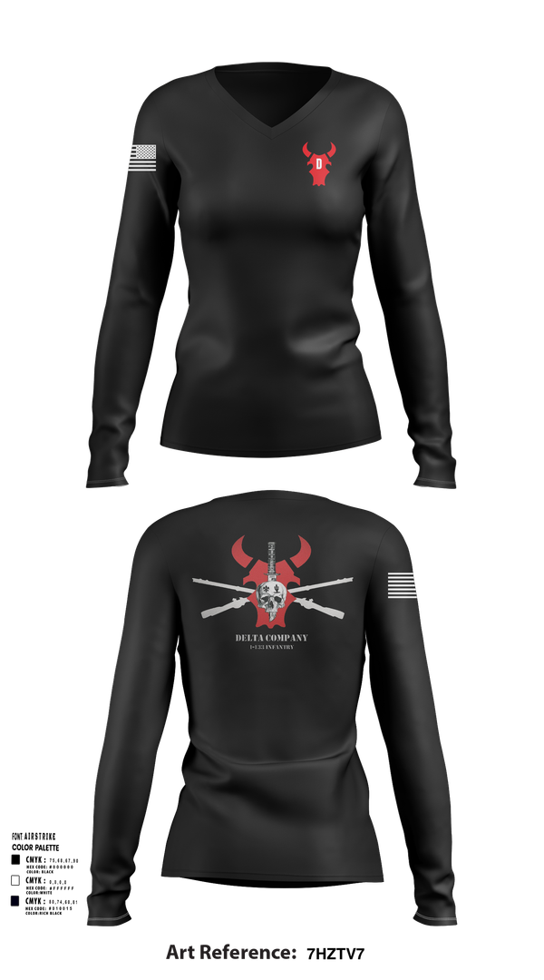Womens Long Sleeve Vneck Shirt, D Co 1-133 IN, , Teamtime, Team time, sublimation, custom sports apparel, team uniforms, spirit wear, spiritwear, sports uniforms, custom shirts, team store, custom team store, fundraiser sports, apparel fundraiser
