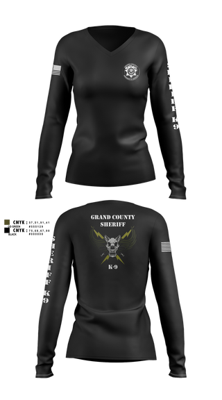 Womens Long Sleeve Vneck Shirt, GCSO K9, Police, Teamtime, Team time, sublimation, custom sports apparel, team uniforms, spirit wear, spiritwear, sports uniforms, custom shirts, team store, custom team store, fundraiser sports, apparel fundraiser