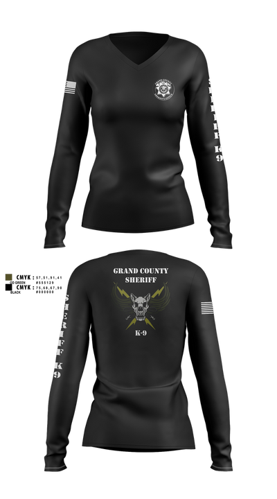 GCSO K9 Women's Long Sleeve V-neck Shirt - 100