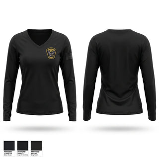 Womens Long Sleeve Vneck Shirt, Millington Police Department, Police, Teamtime, Team time, sublimation, custom sports apparel, team uniforms, spirit wear, spiritwear, sports uniforms, custom shirts, team store, custom team store, fundraiser sports, apparel fundraiser