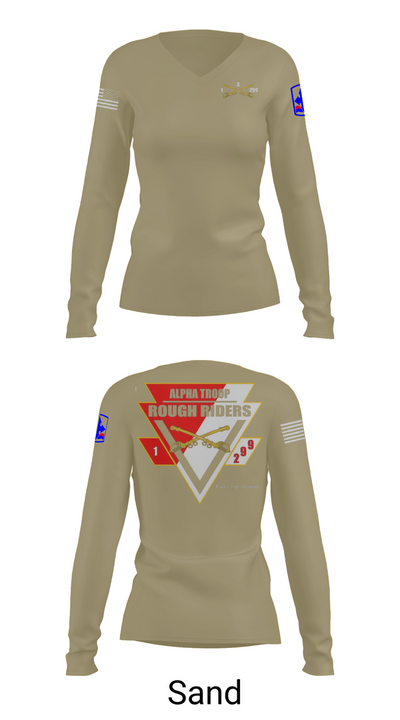 A Troop, 1st squadron-299th Calvary Regiment 70291790 Women's Long Sleeve V-neck Shirt - 97