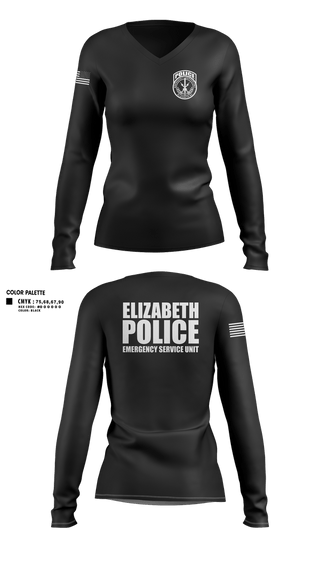 Womens Long Sleeve Vneck Shirt, Emergency Service Unit, Police, Teamtime, Team time, sublimation, custom sports apparel, team uniforms, spirit wear, spiritwear, sports uniforms, custom shirts, team store, custom team store, fundraiser sports, apparel fundraiser