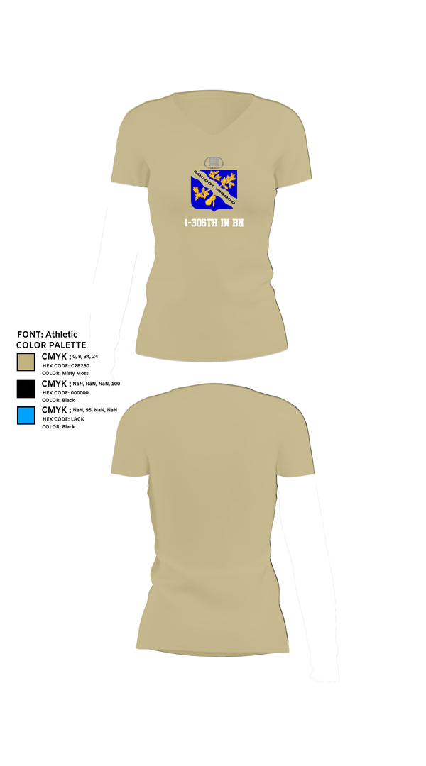 Womens Short Sleeve Vneck Shirt, 1-306th IN BN, , Teamtime, Team time, sublimation, custom sports apparel, team uniforms, spirit wear, spiritwear, sports uniforms, custom shirts, team store, custom team store, fundraiser sports, apparel fundraiser