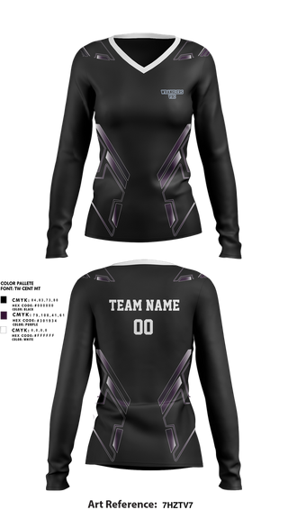 Womens Long Sleeve Vneck Shirt, Wrangler VBC, Women's Volleyball, Teamtime, Team time, sublimation, custom sports apparel, team uniforms, spirit wear, spiritwear, sports uniforms, custom shirts, team store, custom team store, fundraiser sports, apparel fundraiser