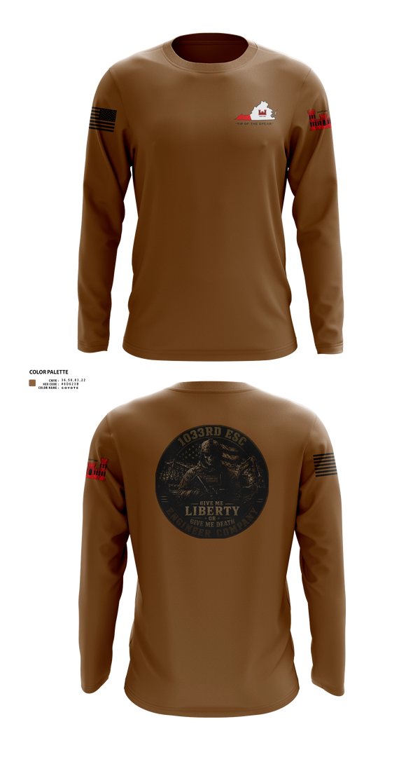 Long Sleeve Performance Shirt, 1033rd Engineer Support Company, National Guard, Teamtime, Team time, sublimation, custom sports apparel, team uniforms, spirit wear, spiritwear, sports uniforms, custom shirts, team store, custom team store, fundraiser sports, apparel fundraiser