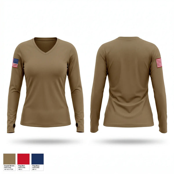 Womens Long Sleeve Vneck Shirt, Thh, Army, Teamtime, Team time, sublimation, custom sports apparel, team uniforms, spirit wear, spiritwear, sports uniforms, custom shirts, team store, custom team store, fundraiser sports, apparel fundraiser