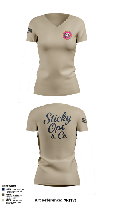 STICKY OPS & CO. 65988086 Women's Short Sleeve V-neck Shirt - 3