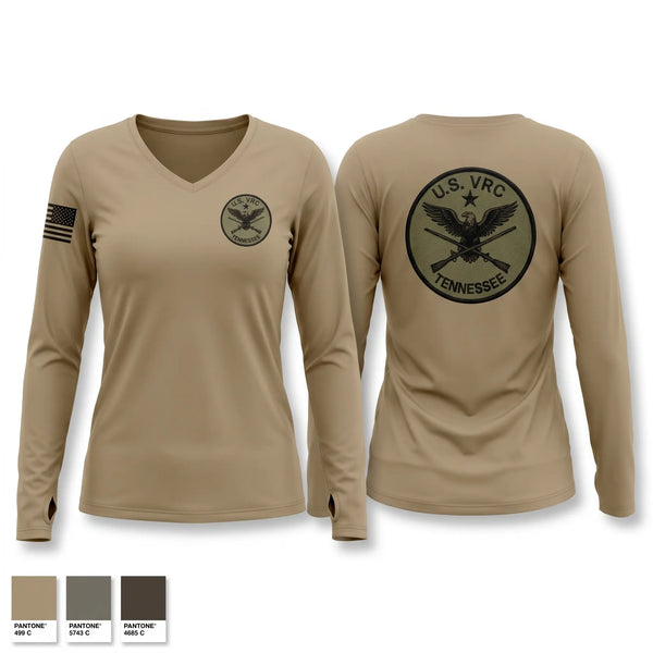 Womens Long Sleeve Vneck Shirt, Tennessee, Army, Teamtime, Team time, sublimation, custom sports apparel, team uniforms, spirit wear, spiritwear, sports uniforms, custom shirts, team store, custom team store, fundraiser sports, apparel fundraiser