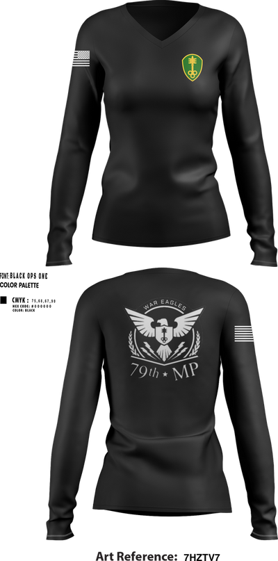 79th MP Co 69660574 Women's Long Sleeve V-neck Shirt - 2
