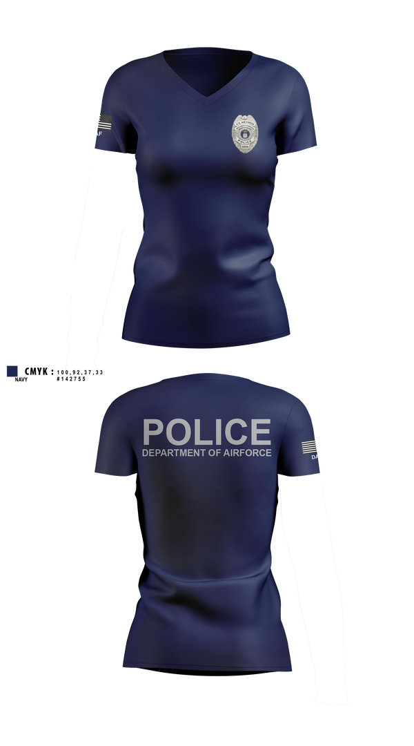 Womens Short Sleeve Vneck Shirt, DEPARTMENT OF AIRFORCE, Police, Teamtime, Team time, sublimation, custom sports apparel, team uniforms, spirit wear, spiritwear, sports uniforms, custom shirts, team store, custom team store, fundraiser sports, apparel fundraiser