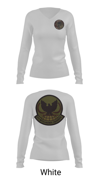 Womens Long Sleeve Vneck Shirt, 9th Intelligence Squadron, Air Force, Teamtime, Team time, sublimation, custom sports apparel, team uniforms, spirit wear, spiritwear, sports uniforms, custom shirts, team store, custom team store, fundraiser sports, apparel fundraiser