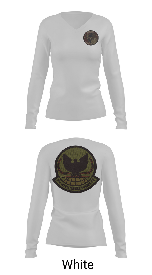 Womens Long Sleeve Vneck Shirt, 9th Intelligence Squadron, Air Force, Teamtime, Team time, sublimation, custom sports apparel, team uniforms, spirit wear, spiritwear, sports uniforms, custom shirts, team store, custom team store, fundraiser sports, apparel fundraiser