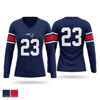 Womens Long Sleeve Vneck Shirt, Junior Patriots, , Teamtime, Team time, sublimation, custom sports apparel, team uniforms, spirit wear, spiritwear, sports uniforms, custom shirts, team store, custom team store, fundraiser sports, apparel fundraiser