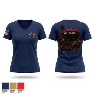 Womens Short Sleeve Vneck Shirt, HOLLYWOOD, Police, Teamtime, Team time, sublimation, custom sports apparel, team uniforms, spirit wear, spiritwear, sports uniforms, custom shirts, team store, custom team store, fundraiser sports, apparel fundraiser