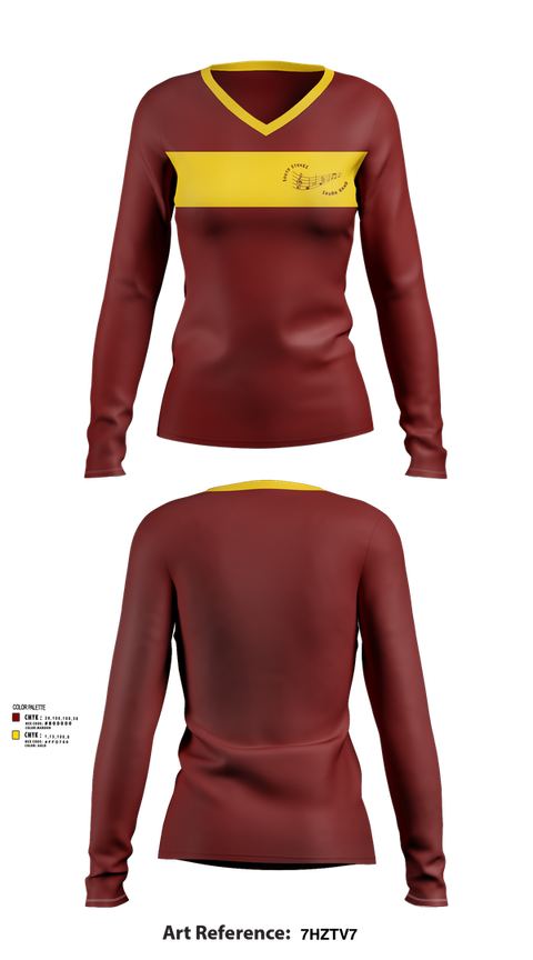 Womens Long Sleeve Vneck Shirt, South Stokes Saura Band, Spirit Store, Teamtime, Team time, sublimation, custom sports apparel, team uniforms, spirit wear, spiritwear, sports uniforms, custom shirts, team store, custom team store, fundraiser sports, apparel fundraiser