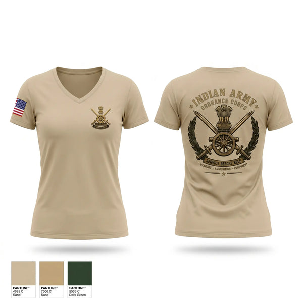 Womens Short Sleeve Vneck Shirt, Army Ordnance Corps, Army, Teamtime, Team time, sublimation, custom sports apparel, team uniforms, spirit wear, spiritwear, sports uniforms, custom shirts, team store, custom team store, fundraiser sports, apparel fundraiser