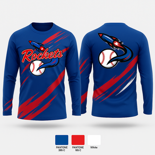Long Sleeve Performance Shirt, Space Coast Rockets, Baseball, Teamtime, Team time, sublimation, custom sports apparel, team uniforms, spirit wear, spiritwear, sports uniforms, custom shirts, team store, custom team store, fundraiser sports, apparel fundraiser