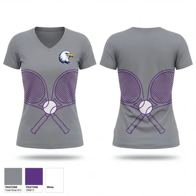 Albion Purple Eagles 96100388 Women's Short Sleeve V-neck Shirt - 1