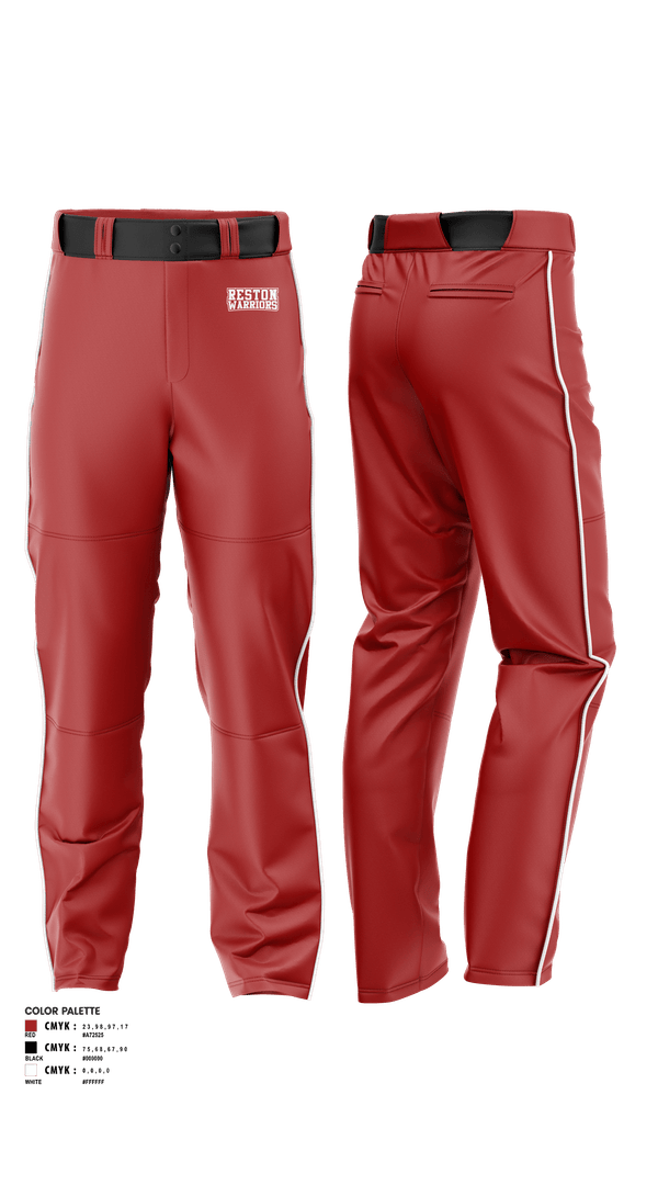 Baseball Pants, Reston Warriors, Baseball, Teamtime, Team time, sublimation, custom sports apparel, team uniforms, spirit wear, spiritwear, sports uniforms, custom shirts, team store, custom team store, fundraiser sports, apparel fundraiser