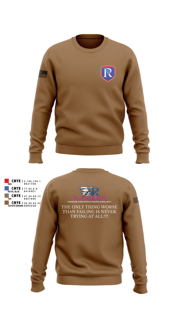 Crew Neck Sweatshirt, RICS Raiders, Army, Teamtime, Team time, sublimation, custom sports apparel, team uniforms, spirit wear, spiritwear, sports uniforms, custom shirts, team store, custom team store, fundraiser sports, apparel fundraiser