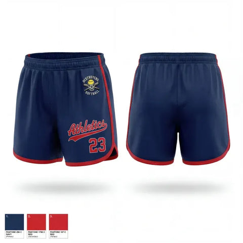 Womens Shorts, Destroyers, Softball, Teamtime, Team time, sublimation, custom sports apparel, team uniforms, spirit wear, spiritwear, sports uniforms, custom shirts, team store, custom team store, fundraiser sports, apparel fundraiser