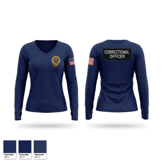 Womens Long Sleeve Vneck Shirt, NYSDOCCS, Police, Teamtime, Team time, sublimation, custom sports apparel, team uniforms, spirit wear, spiritwear, sports uniforms, custom shirts, team store, custom team store, fundraiser sports, apparel fundraiser