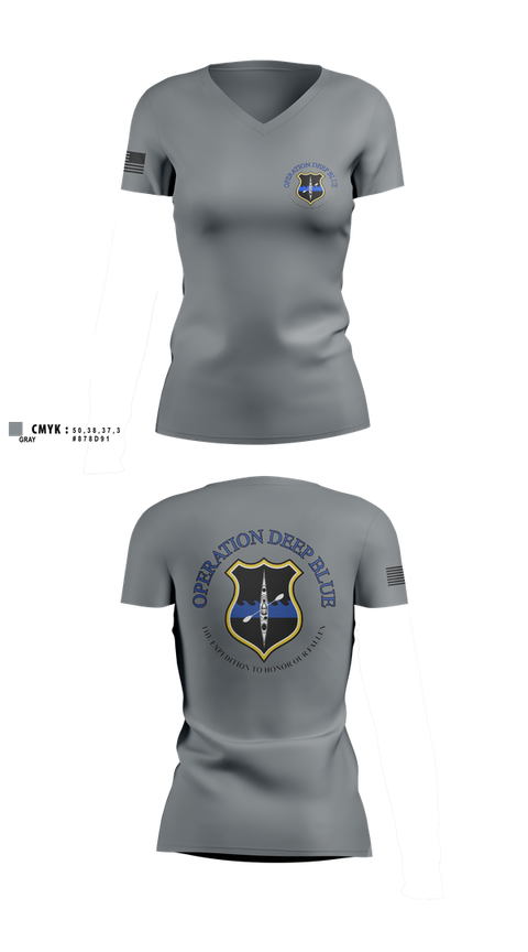 Womens Short Sleeve Vneck Shirt, Operation Deep Blue, , Teamtime, Team time, sublimation, custom sports apparel, team uniforms, spirit wear, spiritwear, sports uniforms, custom shirts, team store, custom team store, fundraiser sports, apparel fundraiser