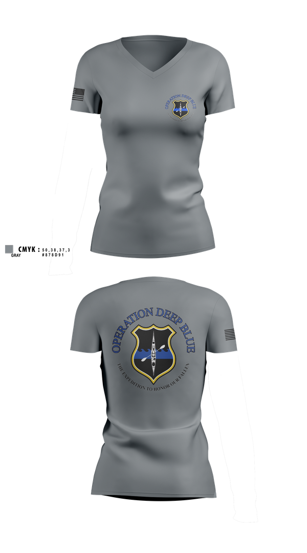 Womens Short Sleeve Vneck Shirt, Operation Deep Blue, , Teamtime, Team time, sublimation, custom sports apparel, team uniforms, spirit wear, spiritwear, sports uniforms, custom shirts, team store, custom team store, fundraiser sports, apparel fundraiser