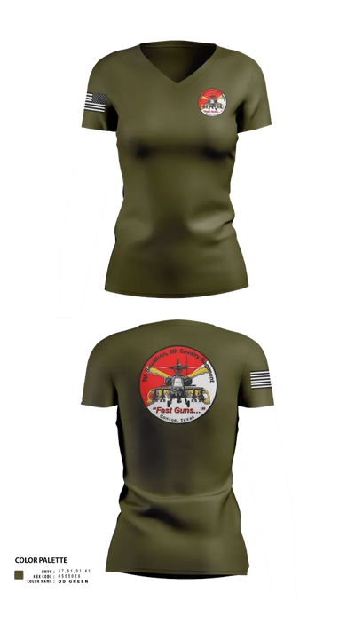 7th Squadron, Sixth Cavalry Regiment 24299123 Women's Short Sleeve V-neck Shirt - 22