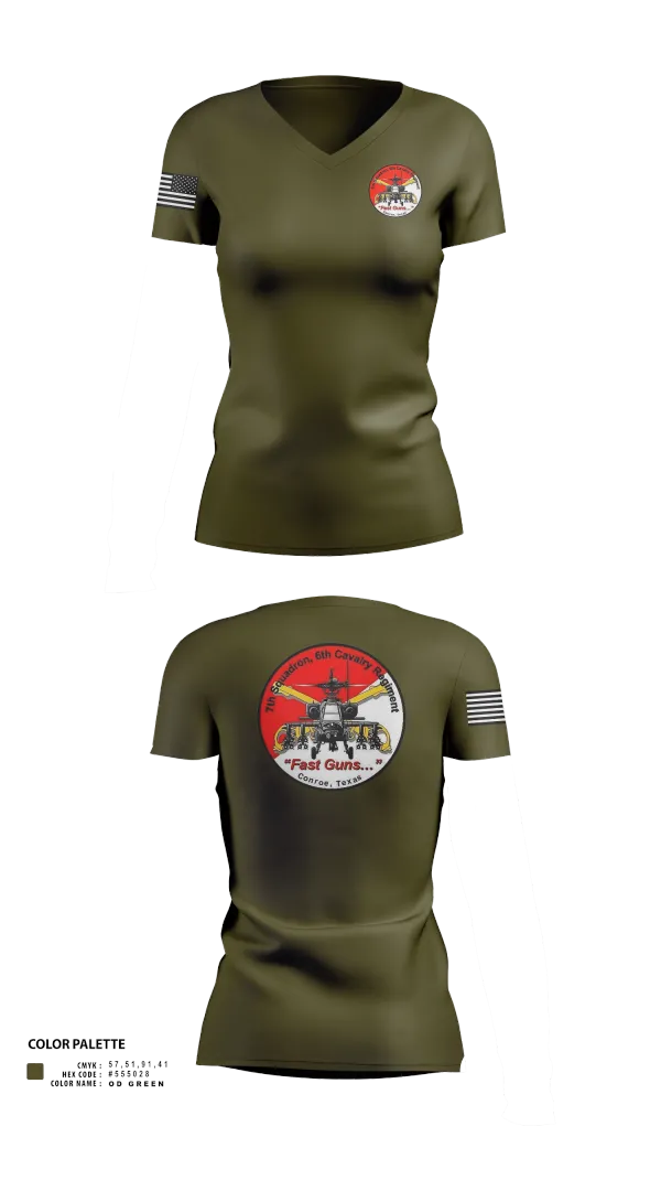 Womens Short Sleeve Vneck Shirt, 7th Squadron, Sixth Cavalry Regiment, , Teamtime, Team time, sublimation, custom sports apparel, team uniforms, spirit wear, spiritwear, sports uniforms, custom shirts, team store, custom team store, fundraiser sports, apparel fundraiser