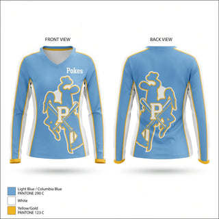 Womens Long Sleeve Vneck Shirt, Pokes, Baseball, Teamtime, Team time, sublimation, custom sports apparel, team uniforms, spirit wear, spiritwear, sports uniforms, custom shirts, team store, custom team store, fundraiser sports, apparel fundraiser