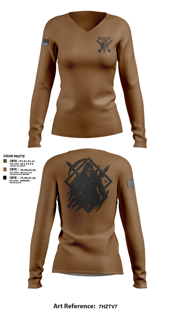 Womens Long Sleeve Vneck Shirt, , National Guard, Teamtime, Team time, sublimation, custom sports apparel, team uniforms, spirit wear, spiritwear, sports uniforms, custom shirts, team store, custom team store, fundraiser sports, apparel fundraiser