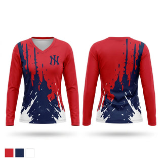 Womens Long Sleeve Vneck Shirt, Indians, Baseball, Teamtime, Team time, sublimation, custom sports apparel, team uniforms, spirit wear, spiritwear, sports uniforms, custom shirts, team store, custom team store, fundraiser sports, apparel fundraiser