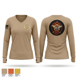 Womens Long Sleeve Vneck Shirt, Bacon County Sheriff’s Office, Police, Teamtime, Team time, sublimation, custom sports apparel, team uniforms, spirit wear, spiritwear, sports uniforms, custom shirts, team store, custom team store, fundraiser sports, apparel fundraiser