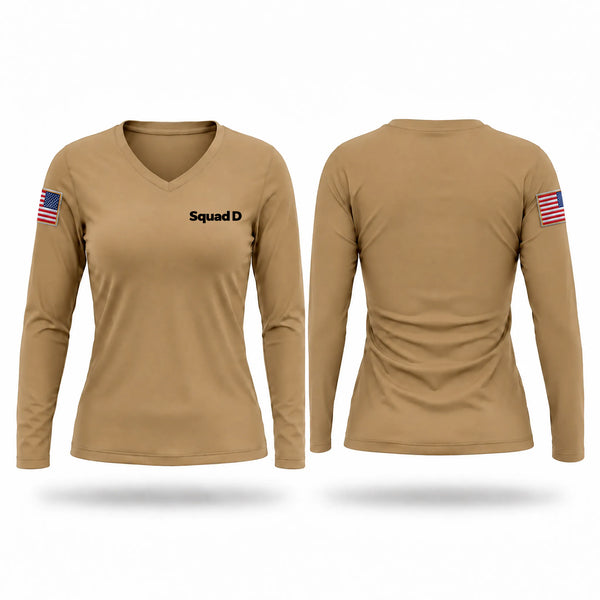 Womens Long Sleeve Vneck Shirt, Squad D, Police, Teamtime, Team time, sublimation, custom sports apparel, team uniforms, spirit wear, spiritwear, sports uniforms, custom shirts, team store, custom team store, fundraiser sports, apparel fundraiser