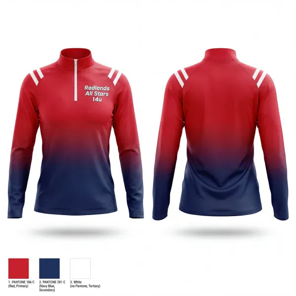Quarter Zip Jacket, Redlands All Stars 14u, Softball, Teamtime, Team time, sublimation, custom sports apparel, team uniforms, spirit wear, spiritwear, sports uniforms, custom shirts, team store, custom team store, fundraiser sports, apparel fundraiser