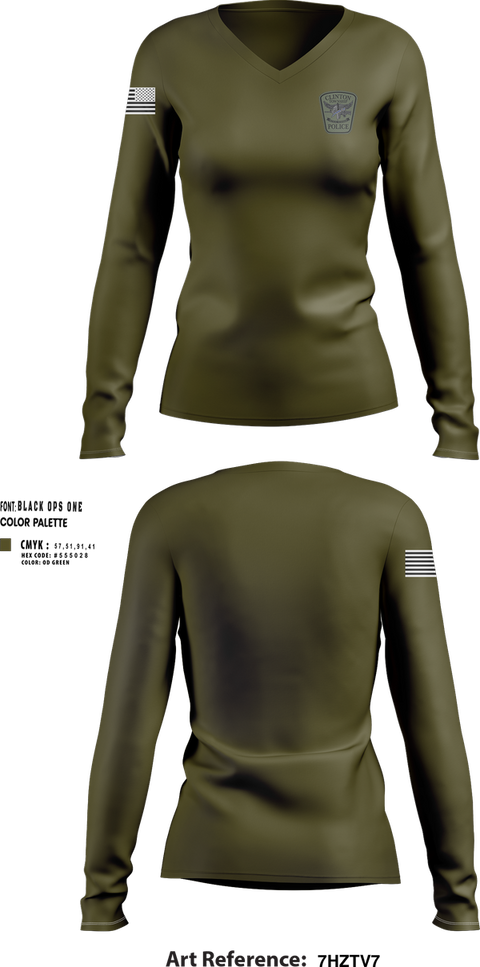 Womens Long Sleeve Vneck Shirt, Clinton Township Special Response Team (SRT), , Teamtime, Team time, sublimation, custom sports apparel, team uniforms, spirit wear, spiritwear, sports uniforms, custom shirts, team store, custom team store, fundraiser sports, apparel fundraiser