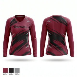 Womens Long Sleeve Vneck Shirt, Warriors, Softball, Teamtime, Team time, sublimation, custom sports apparel, team uniforms, spirit wear, spiritwear, sports uniforms, custom shirts, team store, custom team store, fundraiser sports, apparel fundraiser