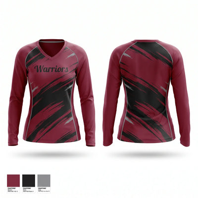 Warriors Women's Long Sleeve V-neck Shirt - 1