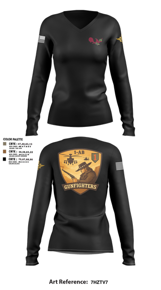 Womens Long Sleeve Vneck Shirt, 1-1 Attack Battalion, HHC, S2, Army, Teamtime, Team time, sublimation, custom sports apparel, team uniforms, spirit wear, spiritwear, sports uniforms, custom shirts, team store, custom team store, fundraiser sports, apparel fundraiser