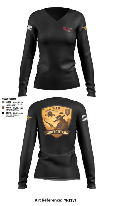 1-1 Attack Battalion, HHC, S2 65636649 Women's Long Sleeve V-neck Shirt - 3