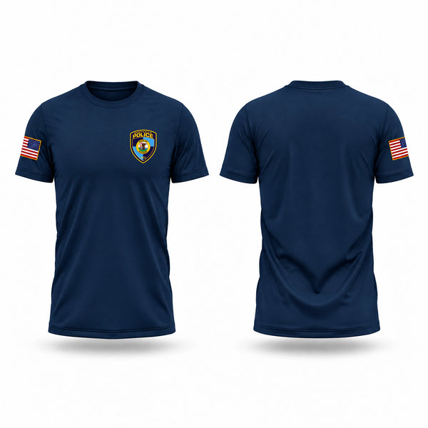 Old School Cotton Feel Shirt, Monticello Police Department, Police, Teamtime, Team time, sublimation, custom sports apparel, team uniforms, spirit wear, spiritwear, sports uniforms, custom shirts, team store, custom team store, fundraiser sports, apparel fundraiser
