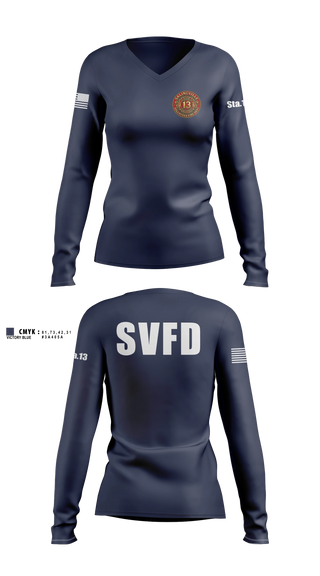 Womens Long Sleeve Vneck Shirt, Salineville fire department, Fire Department, Teamtime, Team time, sublimation, custom sports apparel, team uniforms, spirit wear, spiritwear, sports uniforms, custom shirts, team store, custom team store, fundraiser sports, apparel fundraiser