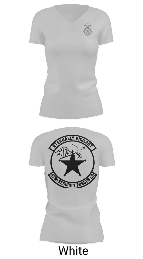 Womens Short Sleeve Vneck Shirt, 673d Security Forces Squadron, Air Force, Teamtime, Team time, sublimation, custom sports apparel, team uniforms, spirit wear, spiritwear, sports uniforms, custom shirts, team store, custom team store, fundraiser sports, apparel fundraiser